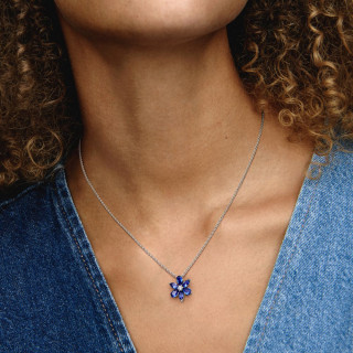 Svjetlucava plava ogrlica s herbarij klaster privjeskom 