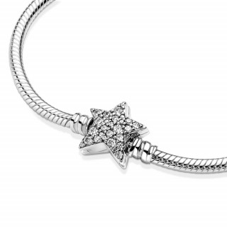 Pandora Moments Asymmetric Star Clasp Snake Chain Bracelet 