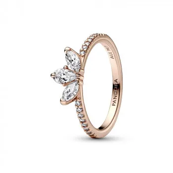 Herbarium cluster 14k rose gold-plated ring with clear cubic zirconia 