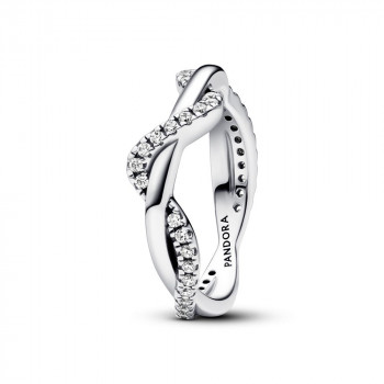 Sparkling Intertwined Wave Ring 