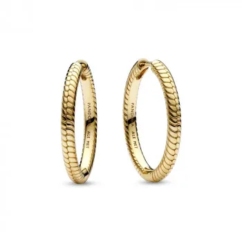 Snake chain pattern 14k gold-plated hoop earrings 