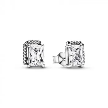 Sterling silver stud earrings with clear cubic zirconia 