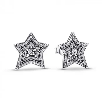 Star sterling silver stud earrings with clear cubic zirconia 