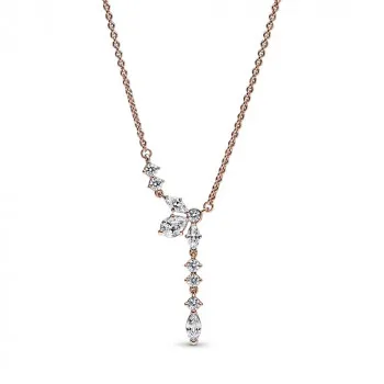 Herbarium cluster 14k rose gold-plated collier with clear cubic zirconia 