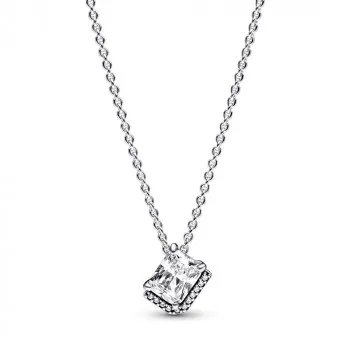 Sterling silver collier with pendant with clear cubic zirconia 