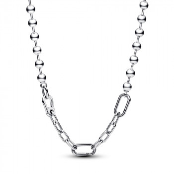 Pandora ME ogrlica od metalnih perli i lančića s karikama 