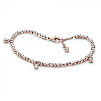 14k Rose gold-plated bracelet with clear cubic zirconia 