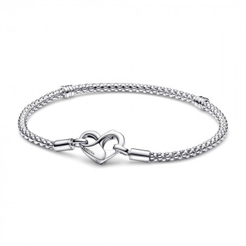 Studded chain sterling silver bracelet with heart clasp 