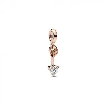 Arrow 14k rose gold-plated mini dangle with clear cubic zirconia 
