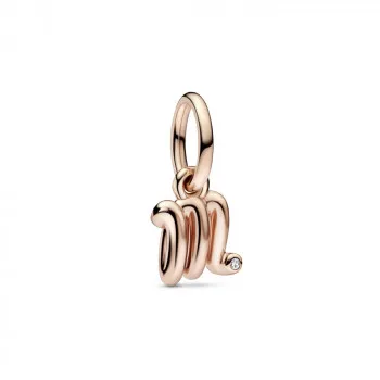 Letter m 14k rose gold-plated dangle with clear cubic zirconia 