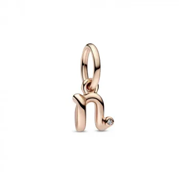 Letter n 14k rose gold-plated dangle with clear cubic zirconia 