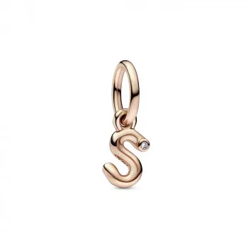 Letter s 14k rose gold-plated dangle with clear cubic zirconia 