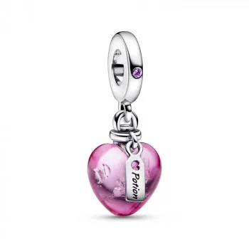 Love potion sterling silver dangle with phlox pink crystal and pink Murano glass 