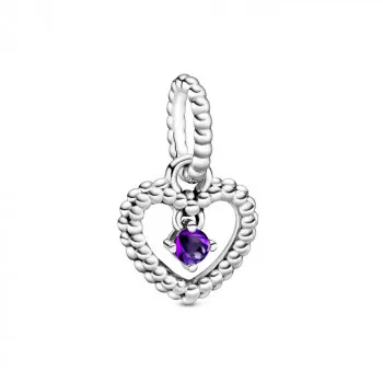 Purple Beaded Heart Dangle Charm 
