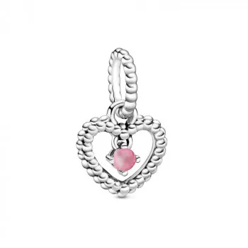 Petal Pink Beaded Heart Dangle Charm 