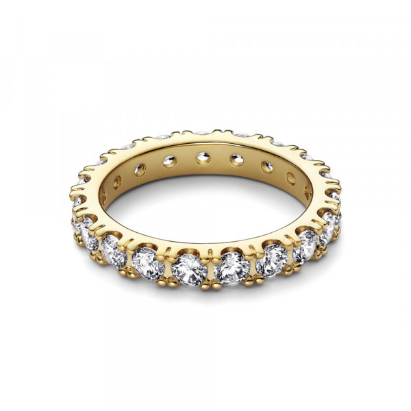 14k Gold-plated ring with clear cubic zirconia 