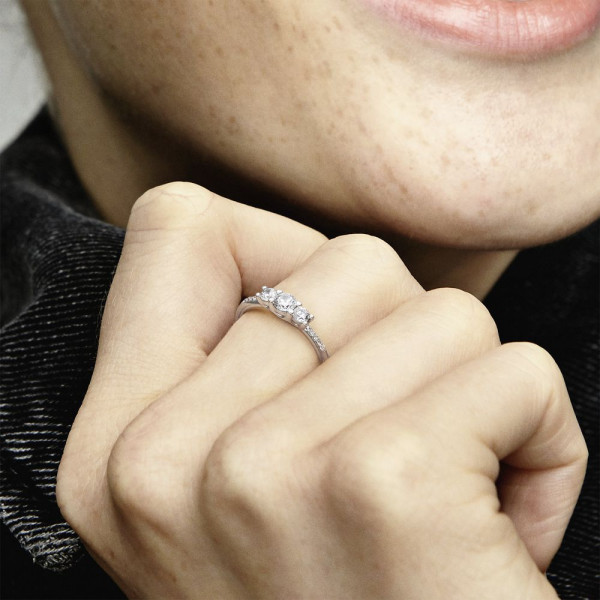 Clear Three-Stone Ring 