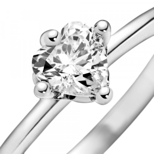 Clear Heart Solitaire Ring 