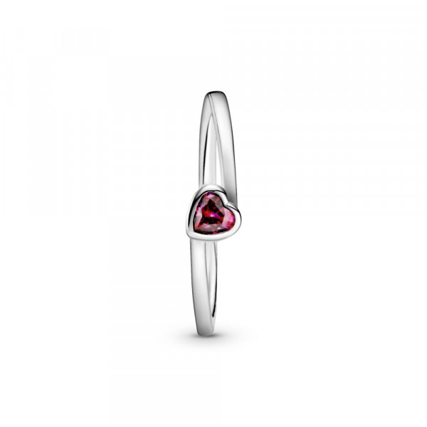 Red Tilted Heart Solitaire Ring 