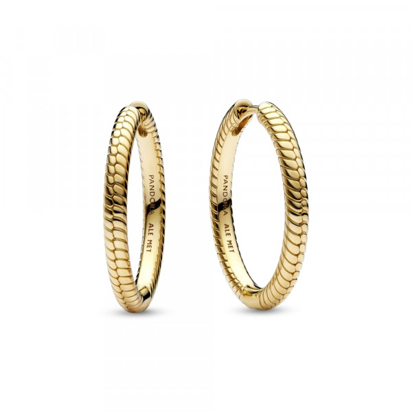 Snake chain pattern 14k gold-plated hoop earrings 