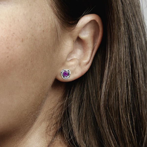 Sterling silver stud earrings with sweet grape purple crystal 
