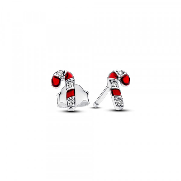 Sparkling Red Candy Cane Stud Earrings 