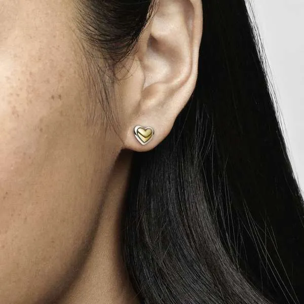 Domed Golden Heart Stud Earrings 