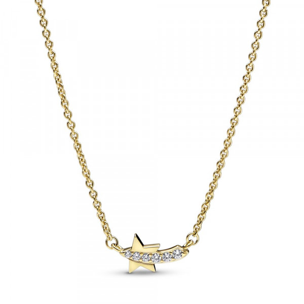 Shooting star 14k gold-plated collier with clear cubic zirconia 