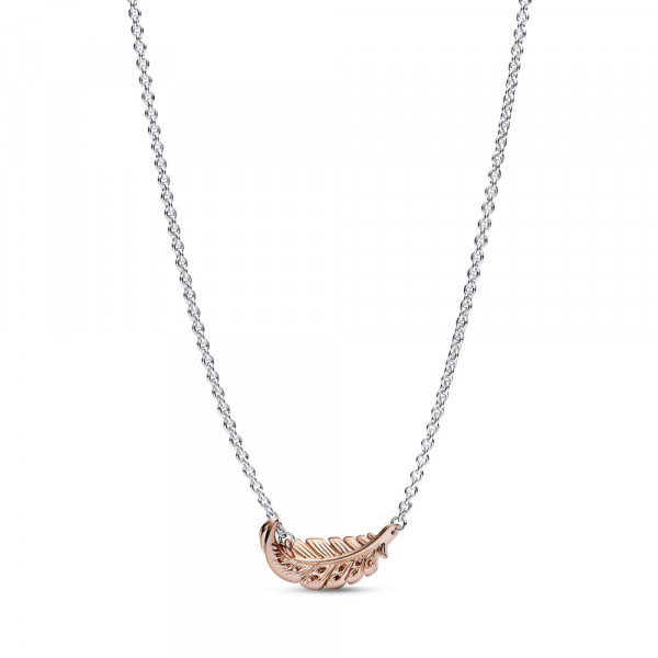 Two-Tone Floating Curved Feather Collier Necklace 