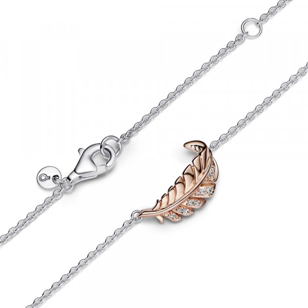Two-Tone Floating Curved Feather Collier Necklace 