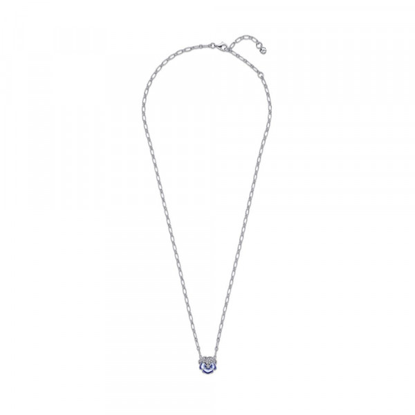 Blue Pansy Flower Pendant Necklace 