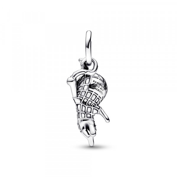 Marvel Spider-Man sterling silver pendant with clear cubic zirconia and black enamel 