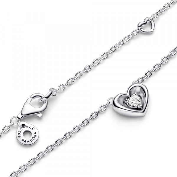 Heart sterling silver collier with clear cubic zirconia 