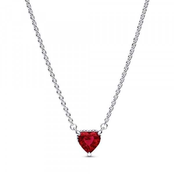 Heart sterling silver collier with cherries jubilee red crystal and clear cubic zirconia 