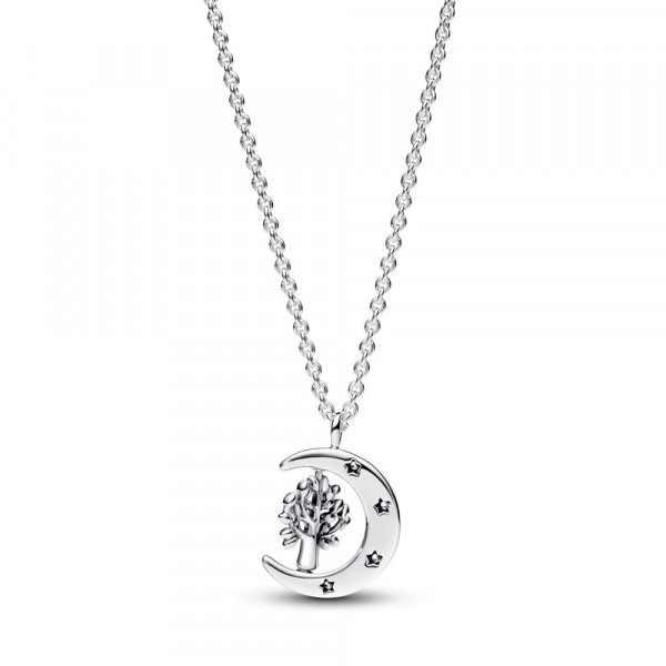 Moon & Spinning Tree Pendant Necklace 
