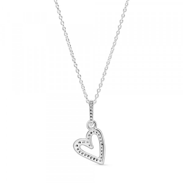 Sparkling Freehand Heart Pendant Necklace 