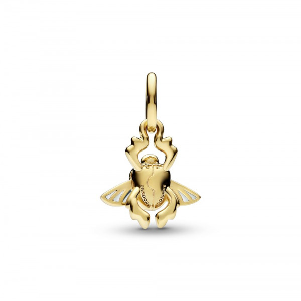 Disney Aladdin beetle 14k gold-plated dangle with clear cubic zirconia and transparent aquatic blue enamel 