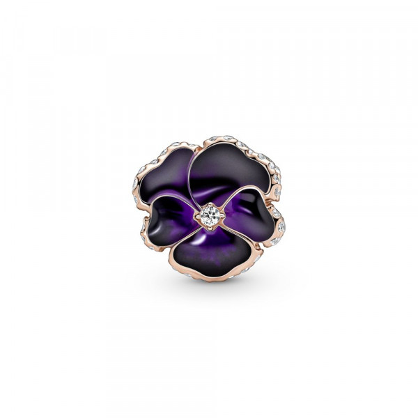 Deep Purple Pansy Flower Charm 