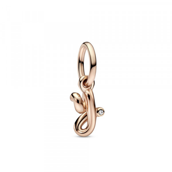 Letter y 14k rose gold-plated dangle with clear cubic zirconia 