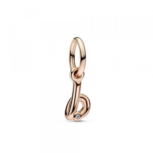 Letter b 14k rose gold-plated dangle with clear cubic zirconia 