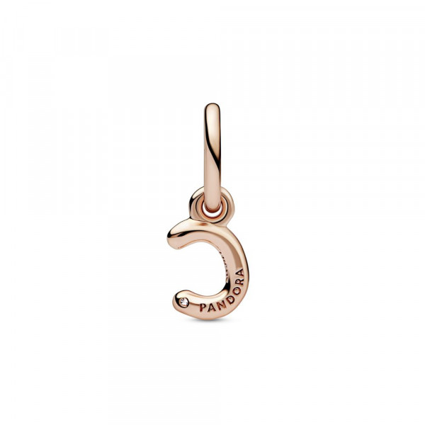 Letter c 14k rose gold-plated dangle with clear cubic zirconia 