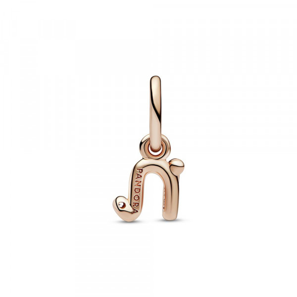 Letter n 14k rose gold-plated dangle with clear cubic zirconia 