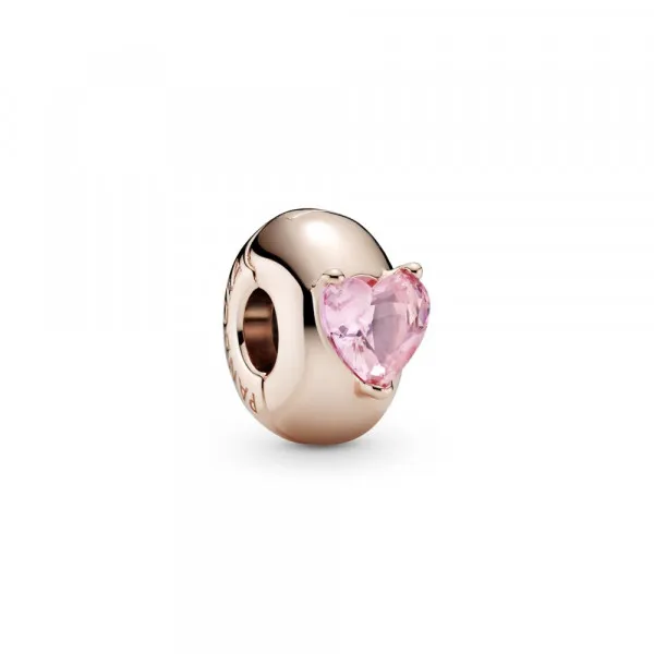 Kopča s ružičastim kamenčićem u obliku srca 