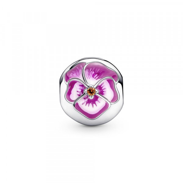 Pink Pansy Flower Clip Charm 