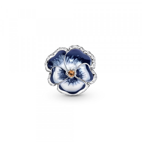 Blue Pansy Flower Charm 
