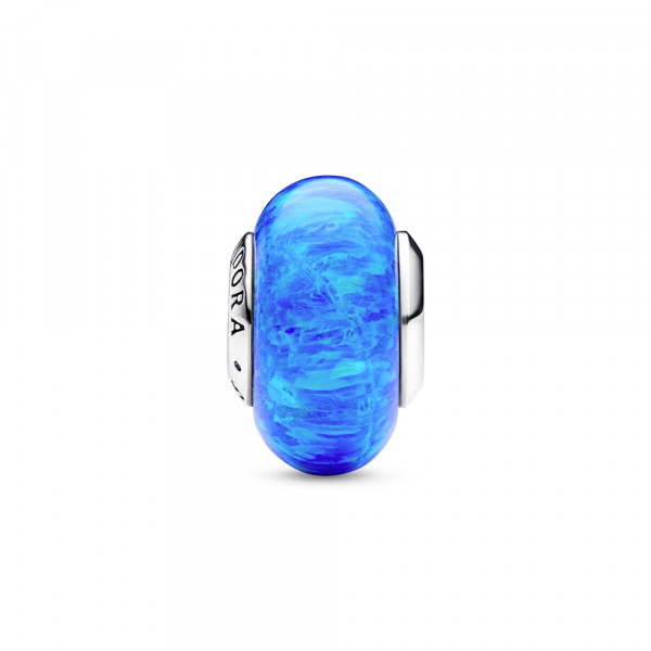 Sterling silver charm with deep blue lab-created opal 
