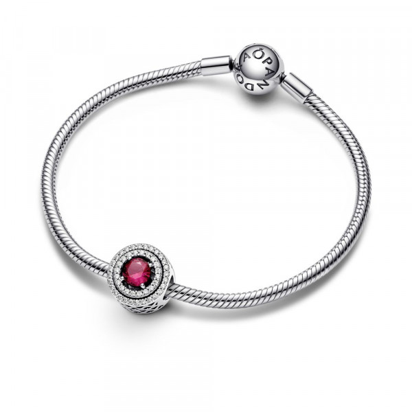 Sterling silver charm with cherries jubilee red crystal and clear cubic zirconia 