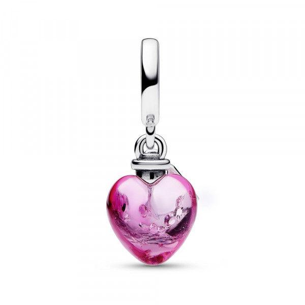 Love potion sterling silver dangle with phlox pink crystal and pink Murano glass 