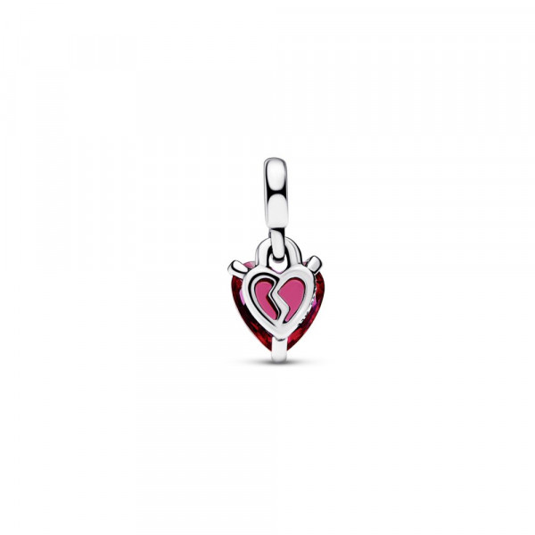Heart sterling silver mini dangle with cherries jubilee red crystal 