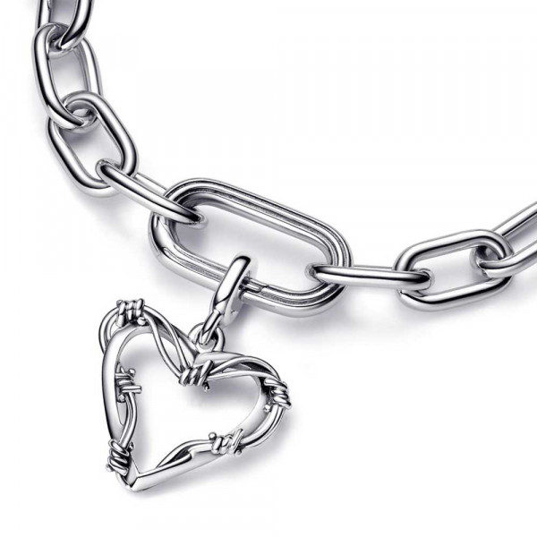 Barbed wire heart sterling silver medallion 